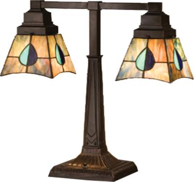 mission style lamp,mission lamp,mission style lighting,mission lighting,mission table lamp Mackintosh Leaf Mission 2 Arm Desk Lamp