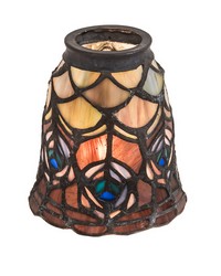 4 Inch Wide Tiffany Peacocok Feather Fan Light Shade