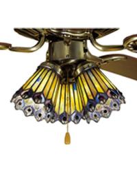 4 Inch Wide Tiffany Jeweled Peacock Fan Light Shade