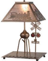 Train Table Lamp Antique Copper/Silver Mica