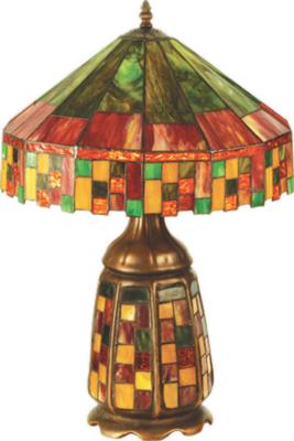 Arts & Crafts Art Glass COPPERFOIL COLLECTION Cottage Lighted Base Table Lamp
