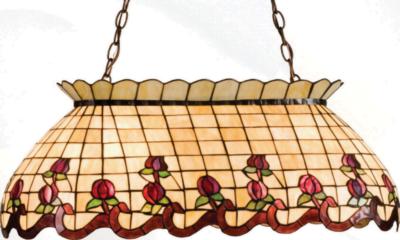 Victorian Floral Art Glass CUSTOM Roseborder Oblong Pendant