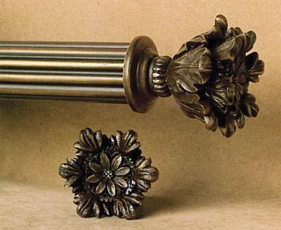 The Finial Company In Full Bloom Finial  3 Inch Curtain Rods