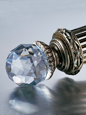 costume finial collection, curtain rod finials, drapery finials FACETED CRYSTAL FINIAL SET