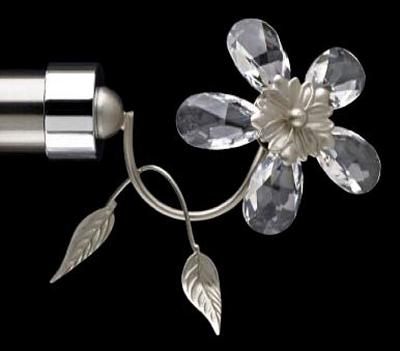 curtain rods,curtain rod,contemporary curtain rods,swarovski crystal rods,swarovski elements curtain rods,swarovski crystals,metal curtain rods,metal curtain rod,1 inch curtain rod,1 inch metal curtain rods,chase & company Petite Fleur Satin Nickel/Chrome Finial Petite Fleur Satin Nickel Chrome Finial