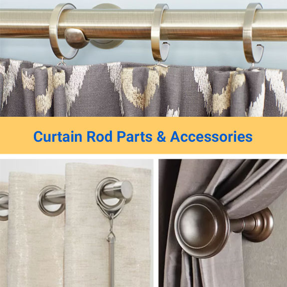 Shop all types of curtain rod parts and drapery accessories.