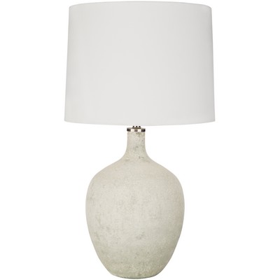 Surya Dupree Table Lamp Dupree DPR-001 White Shade(Outside): Linen, Shade(Inside): Cotton, Body: Glass, Finial: Steel, Harp: Metal Modern Lamps Table Lamps 