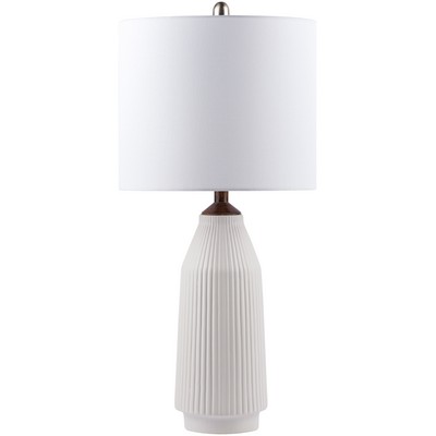Surya Lonic Table Lamp Lonic LNC-001 White Shade(Outside): Linen, Body: Ceramic, Finial: Ceramic, Harp: Metal Modern Lamps Table Lamps 
