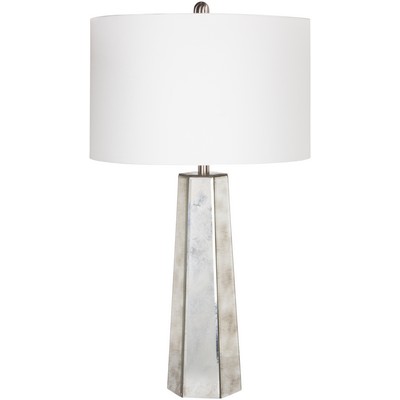 Surya Perry Table Lamp Perry PRLP-001 Silver Shade(Outside): Linen, Body: Mirror, Harp: Metal Modern Lamps Table Lamps 