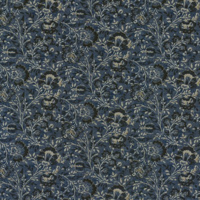 P K Lifestyles Filigree           Indigo in SIMPLY SAID III Blue Multipurpose Cotton Jacobean Floral  Small Print Floral   Fabric