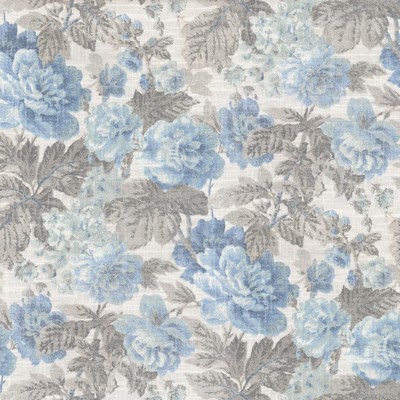 P K Lifestyles Beatrice Chambray in Comfortably Chic I Blue Large Print Floral   Fabric