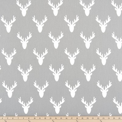 Premier Prints Antlers Storm Twill in 2017 Additions Grey cotton  Blend Hunting Themed  Fabric