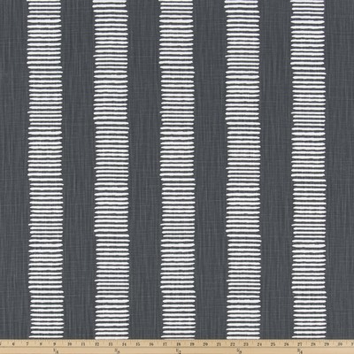 Premier Prints Dash Iron in Slub Linen White Grey Cotton  Blend Wide Striped   Fabric