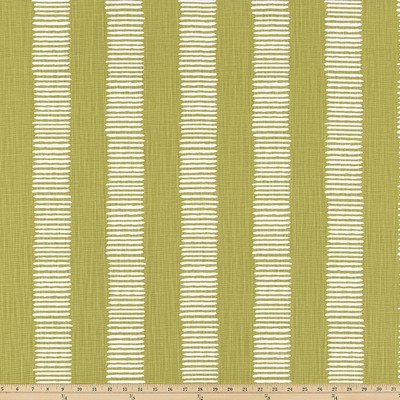 Premier Prints Dash Pear in Slub Linen White Green Cotton  Blend Wide Striped   Fabric