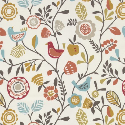 Clarke and Clarke F0990 5 SPICE in 9193 Multipurpose COTTON Birds and Feather  Modern Floral  Fabric
