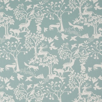Clarke and Clarke F0993 4 ICE BLUE in 9193 Blue COTTON Birds and Feather  Hunting Themed Leaves and Trees  Animal Toile   Fabric