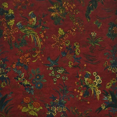 Ralph Lauren Campbell Floral Lacquer Red in PALAZZO Red Multipurpose Cotton  Blend Birds and Feather Traditional Floral Contemporary Velvet Printed Velvet 