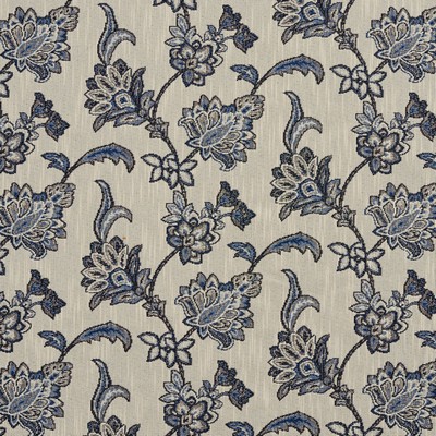 Charlotte Fabrics 1191 Persian Blue Blue Upholstery Cotton  Blend Fire Rated Fabric High Wear Commercial Upholstery CA 117 Jacobean Floral 