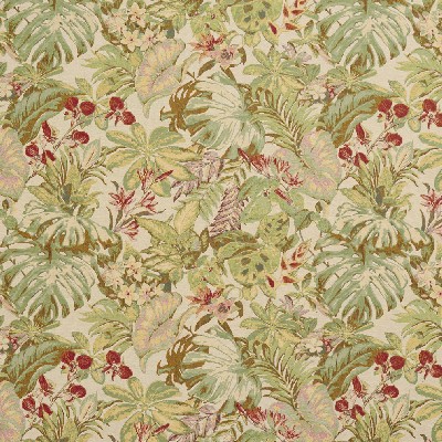 Charlotte Fabrics 1950 Orchid Green cotton  Blend Fire Rated Fabric Heavy Duty CA 117 Floral Flame Retardant Tropical Vine and Flower 