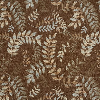 Charlotte Fabrics 3242 Savannah Brown Woven  Blend Fire Rated Fabric High Performance CA 117 Vine and Flower 