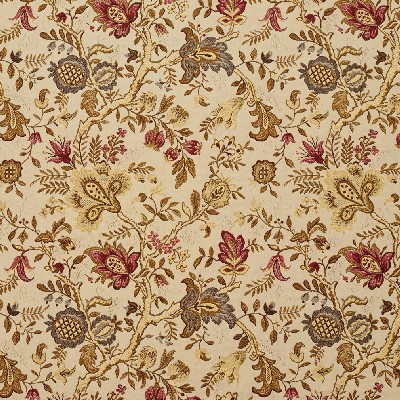Charlotte Fabrics 3660 Florence Beige polyester  Blend Fire Rated Fabric Heavy Duty CA 117 Floral Flame Retardant Vine and Flower 