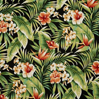 Charlotte Fabrics 4638 Costa Rica Black Multipurpose Acrylic Fire Rated Fabric Heavy Duty CA 117 Tropical Floral Outdoor 