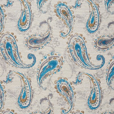 Charlotte Fabrics 5752 Lagoon Green Polyester  Blend Fire Rated Fabric Heavy Duty CA 117 Classic Paisley 