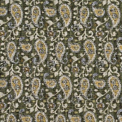 Charlotte Fabrics 5848 Spring Paisley Green Polyester  Blend Fire Rated Fabric High Performance Fire Retardant Print and Textured CA 117 Classic Paisley 