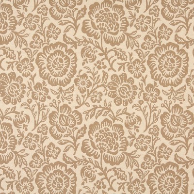 Charlotte Fabrics 6401 Cream Floral Beige Upholstery cotton  Blend Fire Rated Fabric Jacobean Floral 