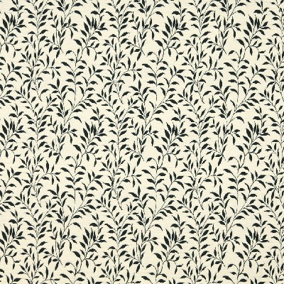 Charlotte Fabrics 6409 Onyx Leaf Black Upholstery cotton  Blend Fire Rated Fabric Leaves and Trees 