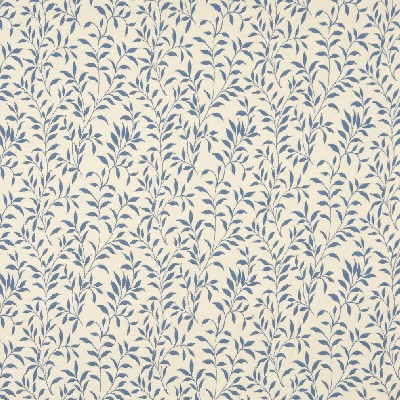 Charlotte Fabrics 6414 Wedgewood Leaf Blue Upholstery cotton  Blend Fire Rated Fabric Leaves and Trees 