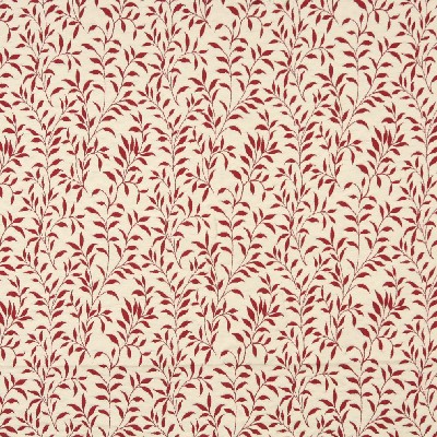 Charlotte Fabrics 6415 Garnet Leaf Red Upholstery cotton  Blend Fire Rated Fabric Leaves and Trees 