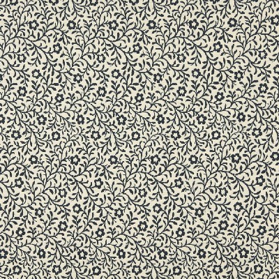 Charlotte Fabrics 6421 Navy Trellis Blue Upholstery cotton  Blend Fire Rated Fabric Small Print Floral 