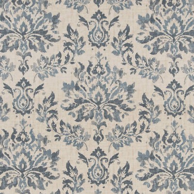 Charlotte Fabrics CB700-398 Blue Multipurpose Cotton  Blend Fire Rated Fabric Damask Medallion High Wear Commercial Upholstery CA 117 NFPA 260 Floral Medallion Leaves and Trees 