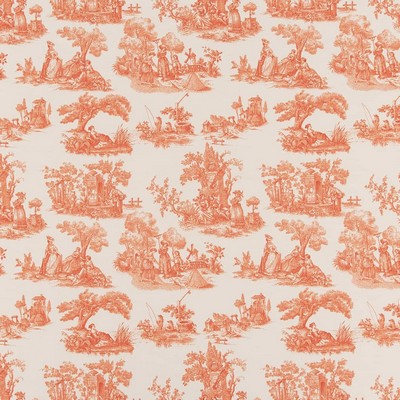 Charlotte Fabrics CB700-434 Orange Multipurpose Cotton Fire Rated Fabric High Performance CA 117 NFPA 260 French Country Toile 