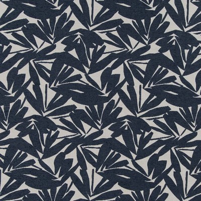Charlotte Fabrics CB700 477 Blue Upholstery Polyester Fire Rated Fabric High Wear Commercial Upholstery CA 117 NFPA 260 Tropical Leaves and Trees 
