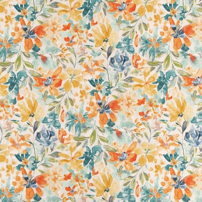 Charlotte Fabrics CB800-279 Orange Multipurpose Polyester Fire Rated Fabric High Wear Commercial Upholstery CA 117 NFPA 260 Abstract Floral 