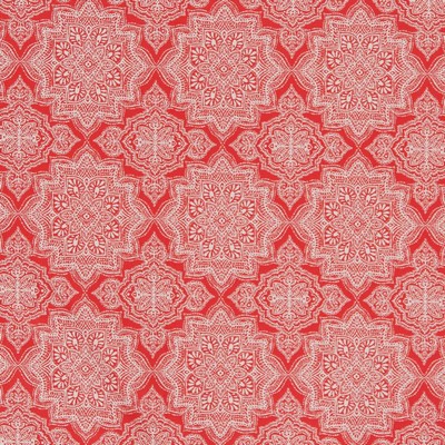Charlotte Fabrics D1431 Fiesta Mandala Red Upholstery Woven  Blend Fire Rated Fabric High Wear Commercial Upholstery CA 117 NFPA 260 Floral Medallion Fun Print Outdoor 