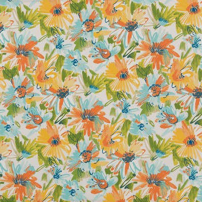 Charlotte Fabrics D1659 Laguna Orange Multipurpose Acrylic Fire Rated Fabric High Performance CA 117 NFPA 260 Tropical Floral Outdoor 
