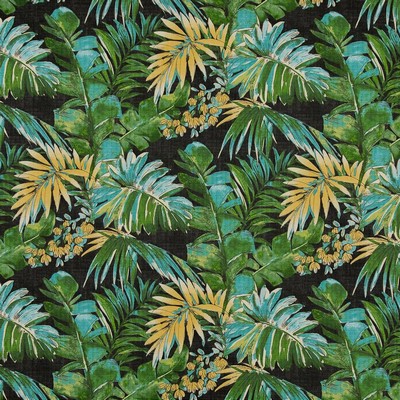 Charlotte Fabrics D1687 Caracas Green Multipurpose Acrylic Fire Rated Fabric High Performance CA 117 NFPA 260 Tropical Leaves and Trees 