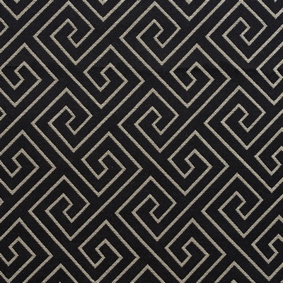 Charlotte Fabrics D171 Ebony Greek Key Black Multipurpose Woven  Blend Fire Rated Fabric Geometric High Wear Commercial Upholstery CA 117 Damask Jacquard 