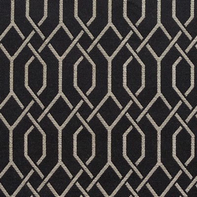 Charlotte Fabrics D181 Ebony Lattice Black Multipurpose Woven  Blend Fire Rated Fabric Geometric High Wear Commercial Upholstery CA 117 Damask Jacquard Lattice and Fretwork 