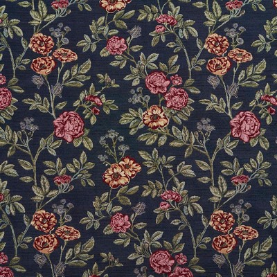 Charlotte Fabrics D2058 Navy Bouquet Blue Upholstery Polyester  Blend Fire Rated Fabric Heavy Duty CA 117 NFPA 260 