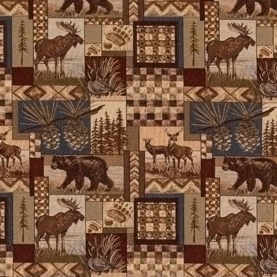Charlotte Fabrics D2676 Maple Brown Upholstery Cotton  Blend Fire Rated Fabric Hunting Themed Heavy Duty CA 117 NFPA 260 Miscellaneous Novelty Western Tapestry Animal Tapestry Novelty Western 