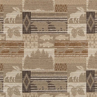 Charlotte Fabrics D2687 Moose Neutral Beige Upholstery Polyester  Blend Fire Rated Fabric Fish and Friends Hunting Themed High Wear Commercial Upholstery CA 117 NFPA 260 Miscellaneous Novelty Animal Tapestry 