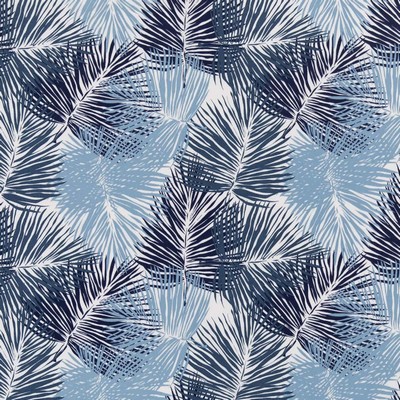 Charlotte Fabrics D2722 Oasis Blue Multipurpose Spun  Blend Fire Rated Fabric High Performance CA 117 NFPA 260 Tropical Leaves and Trees Floral Outdoor 