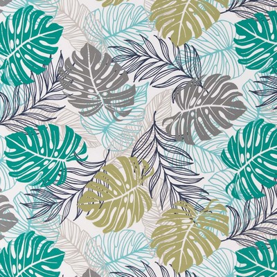 Charlotte Fabrics D2738 Jade Green Multipurpose Spun  Blend Fire Rated Fabric High Performance CA 117 NFPA 260 Tropical Leaves and Trees Floral Outdoor 