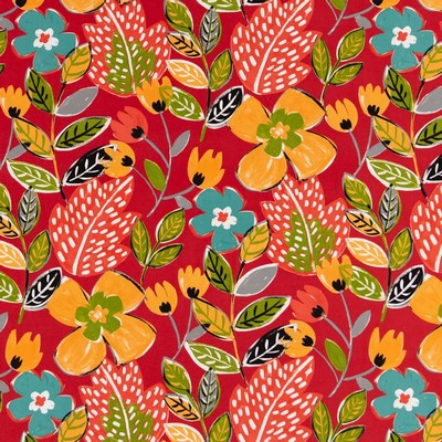 Charlotte Fabrics D2746 Poppy Red Multipurpose Spun  Blend Fire Rated Fabric High Performance CA 117 NFPA 260 Modern Floral Floral Outdoor 