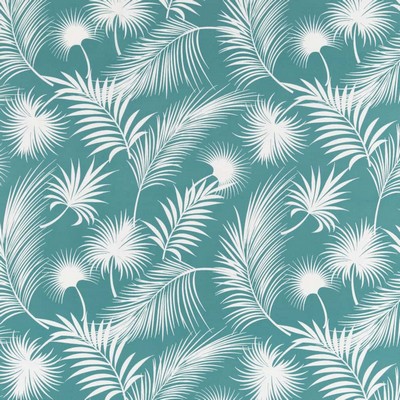 Charlotte Fabrics D2752 Aruba Blue Multipurpose Spun  Blend Fire Rated Fabric High Performance CA 117 NFPA 260 Tropical Leaves and Trees Floral Outdoor 