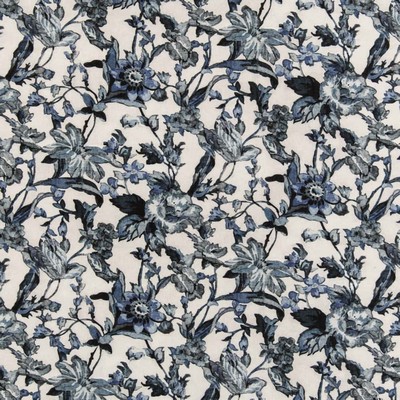 Charlotte Fabrics D2912 Sapphire Blue Multipurpose Polyester Fire Rated Fabric Patterned Crypton High Performance CA 117 NFPA 260 Medium Print Floral 